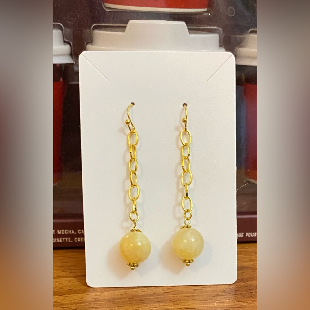 New!!! Genuine Yellow Jade earrings #3